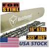 US STOCK - Holzfforma® 16 inch Guide Bar & Saw Chain Combo .325 .063 67DL For Stihl 024 026 028 029 030 031 032 034 036 039 040 041 042 044 045 046 048 056 064 066 MS290 MS291 MS310 MS311 MS341 MS360 MS361 MS362 MS390 MS391 MS440 MS441 MS460 Chainsaw 2-4 Days Delivery Time Fast Shipping For US Customers Only