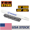 US STOCK - Holzfforma® 36\'\' Guide Bar & Saw Chain Combo .404 .063 104DL For Stihl 088 MS880 070 090 084 076 075 051 050 Chainsaw 2-4 Days Delivery Time Fast Shipping For US Customers Only