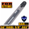 Holzfforma 56Inch 3/8" .063"(1.6mm) 168 Drive Links Solid Guide Bar For ST MS660 MS661 MS650 066 064 Chainsaw