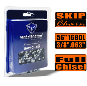 Holzfforma® 56 Inch 3/8” .063“ 168DL Full Chisel Skip Saw Chain For Holzfforma bar 56inch HF38640 HF38650 and STL & Husqvarna chainsaws