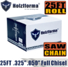 Holzfforma® 25FT Roll Full Chisel Saw Chain .325\'\' Pitch .050\'\' Gauge For Stihl Dolmar Echo McCulloch Homelite Jonsered Shindaiwa Makita Tanaka Efco Oleo Mac Oregon Carlton Chainsaw With 10PCS Matched Connecting links and 6 Boxes