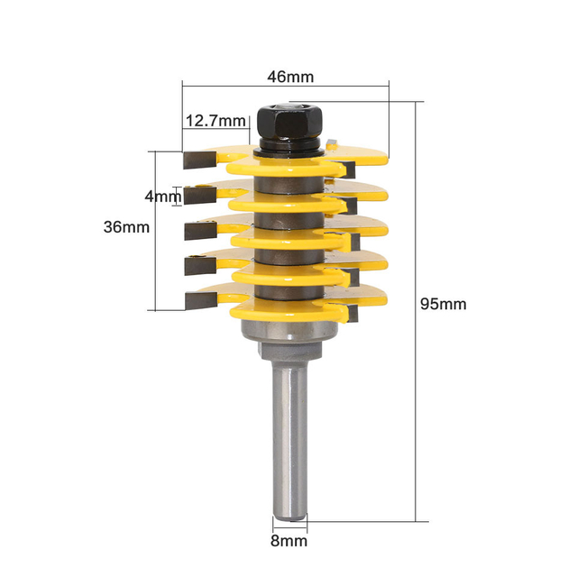 8mm Shank 2 Teeth Adjustable Finger Joint Router Bit Tenon Cutter Industrial Grade For Wood Tool
