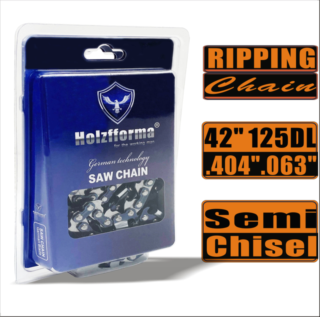 Holzfforma® Ripping Chain Semi Chisel .404'' .063'' 42inch 125DL Chainsaw Saw Chain Top Quality German Blades and Links