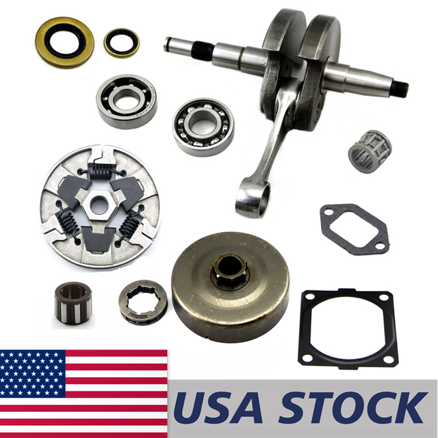 US STOCK - Crankshaft Grooved Ball Bearing Oil Seal Cylinder Muffler Gasket Clutch Drum Chain Sprocket With Rim Needle Cage Combo For MS660 066 Chainsaw 2-4 Days Delivery Time Fast Shipping For US Customers Only