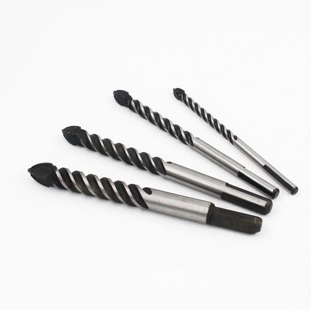 4pcs 6mm/8mm/10mm/12mm 4 Flutes Drill Bit Set For Drilling Glass Tile Brick Plastic Wood Ceramic