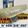 Holzfforma® 16\'\' Guide Bar &Saw Chain Combo 3/8\'\' .063\'\' 60DL For Stihl Chainsaw MS361 MS362 MS380 MS390 MS440 MS441 MS460 MS461 MS660 MS661 MS650