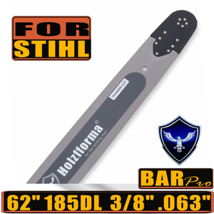Holzfforma 62Inch 3/8" .063"(1.6mm) 185 Drive Links Solid Guide Bar For ST MS660 MS661 MS650 066 064 Chainsaw