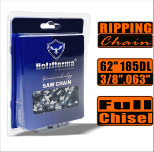 Holzfforma® 62 Inch 3/8” .063“ 185DL Full Chisel Ripping Saw Chain For Holzfforma bar 62inch HF38641 HF38651 and STL & Husqvarna chainsaws
