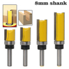 4pcs 8mm Shank Template Trim Hinge Mortising Router Bit Bearing Straight End Mill Trimmer Cleaning Flush Trim Tenon Cutter For Woodworking