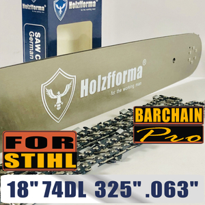 Holzfforma® 18Inch Guide Bar &Saw Chain Combo .325 .063 74DL For Stihl Chainsaw MS260 MS261 MS270 MS271 MS280 MS290 MS311 MS360 024 026 028 029 030 031 032 034 036