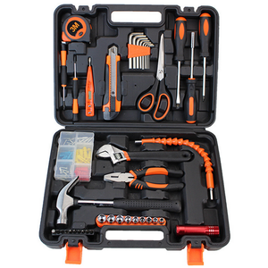 43pcs Knife Bits Holder Wrench Measuring Tape Wire-cutter Claw Hammer Flashlight Scissor Screwdriver Household Combination Kit Hardware Toolbox Wide Application Hand Tool