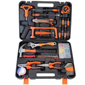 46pcs Screwdriver Saw Frame Claw Hammer Bits Ratchet Handle Claw Hammer Wire-cutter Flashlight Nipper Pliers Household Combination Kit Hardware Toolbox Wide Application Hand Tool