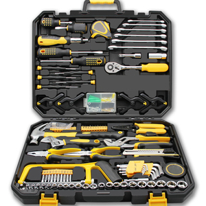 168in1 3/8'' Ratchet Wrench Screwdriver Sleeves Bits Pliers Saw Wire Stripper Clamp Measuring Tape Spanner Home Repair DIY Hand Tool Kit