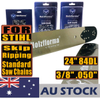 AU STOCK only to AU ADDRESS - Holzfforma® Pro 24 or 25inch 3/8 .050 84DL Solid Guide Bar & Standard Chain & Ripping Chain & Skip Chain Combo For Stihl MS360 MS361 MS362 MS380 MS390 MS440 MS441 MS460 MS461 MS660 MS661 MS650 Chainsaw 2-4 Days Delivery Time Fast Shipping For AU Customers Only