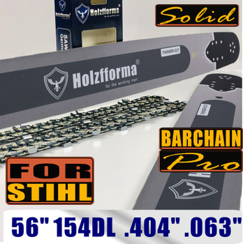 Holzfforma 56Inch .404" .063"(1.6mm) 154 Drive Links Solid Guide Bar & Full Chisel Saw Chain Combo For ST 088 MS880 070 090 084 076 075 051 050 Chainsaw