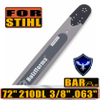 Holzfforma 72Inch 3/8" .063"(1.6mm) 210 Drive Links Solid Guide Bar For ST MS660 MS661 MS650 066 064 Chainsaw