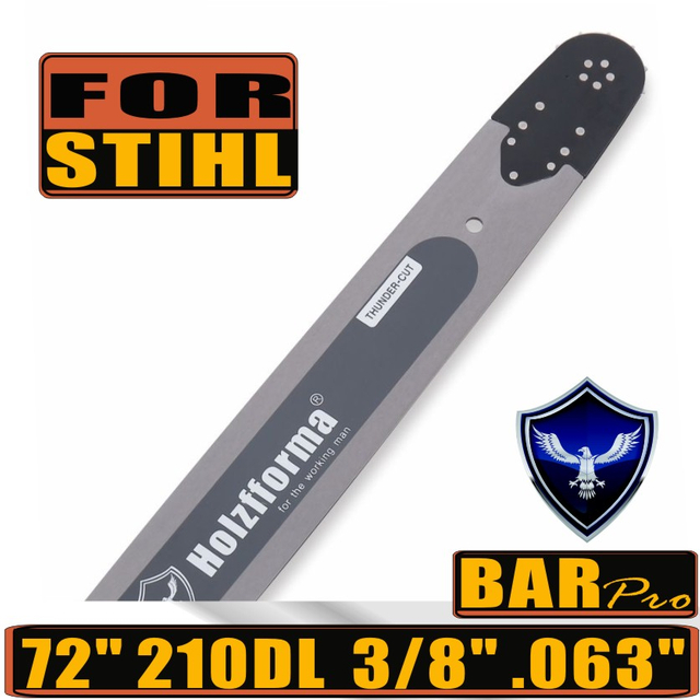 Holzfforma 72Inch 3/8" .063"(1.6mm) 210 Drive Links Solid Guide Bar For ST MS660 MS661 MS650 066 064 Chainsaw