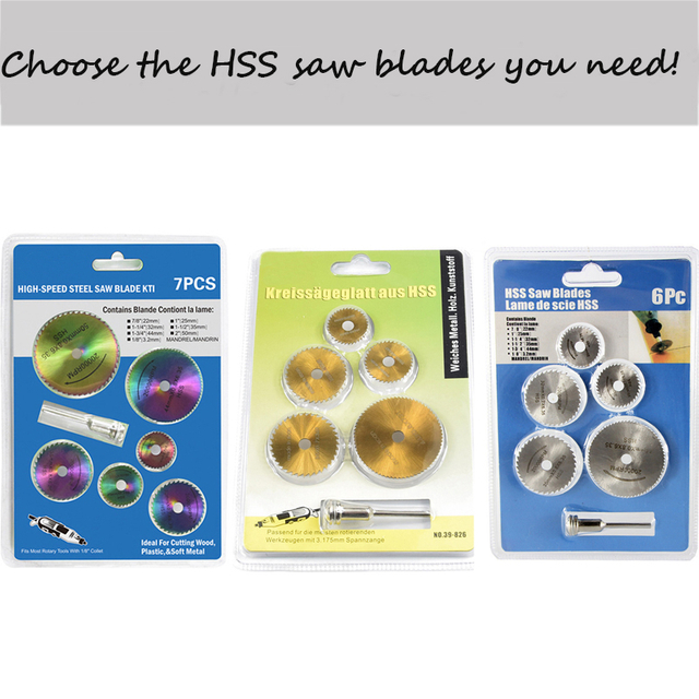 6pcs/7pcs HSS Circular Saw Blades Set Saw Blade With Extension Rod Mandrel For Cutting Wood Plastic Soft Metal Rotary Tools