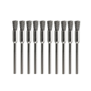 10pcs 3mm Shank Wire Brush Stainless Steel Head Removal Dust Burr Derusting Brush