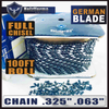 Holzfforma® 100FT Roll .325” .063\'\' Full Chisel Saw Chain With 40 Sets Matched Connecting links and 25 Boxes