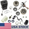 US STOCK - 46mm Cylinder Piston Kit Crankshaft Grooved Ball Bearing Oil Seal Fuel Line Filter Clutch Drum Chain Sprocket Intake Manfold Sleeve Combo For Stihl MS290 029 Chainsaw 2-4 Days Delivery Time Fast Shipping For US Customers Only