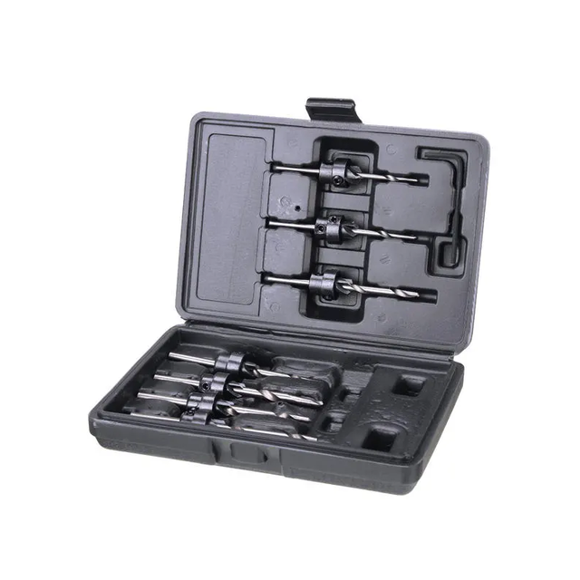 7pcs High Speed Steel 3.18mm-5.56mm Woodworking Tapered Drill Countersink Bit Screw Set
