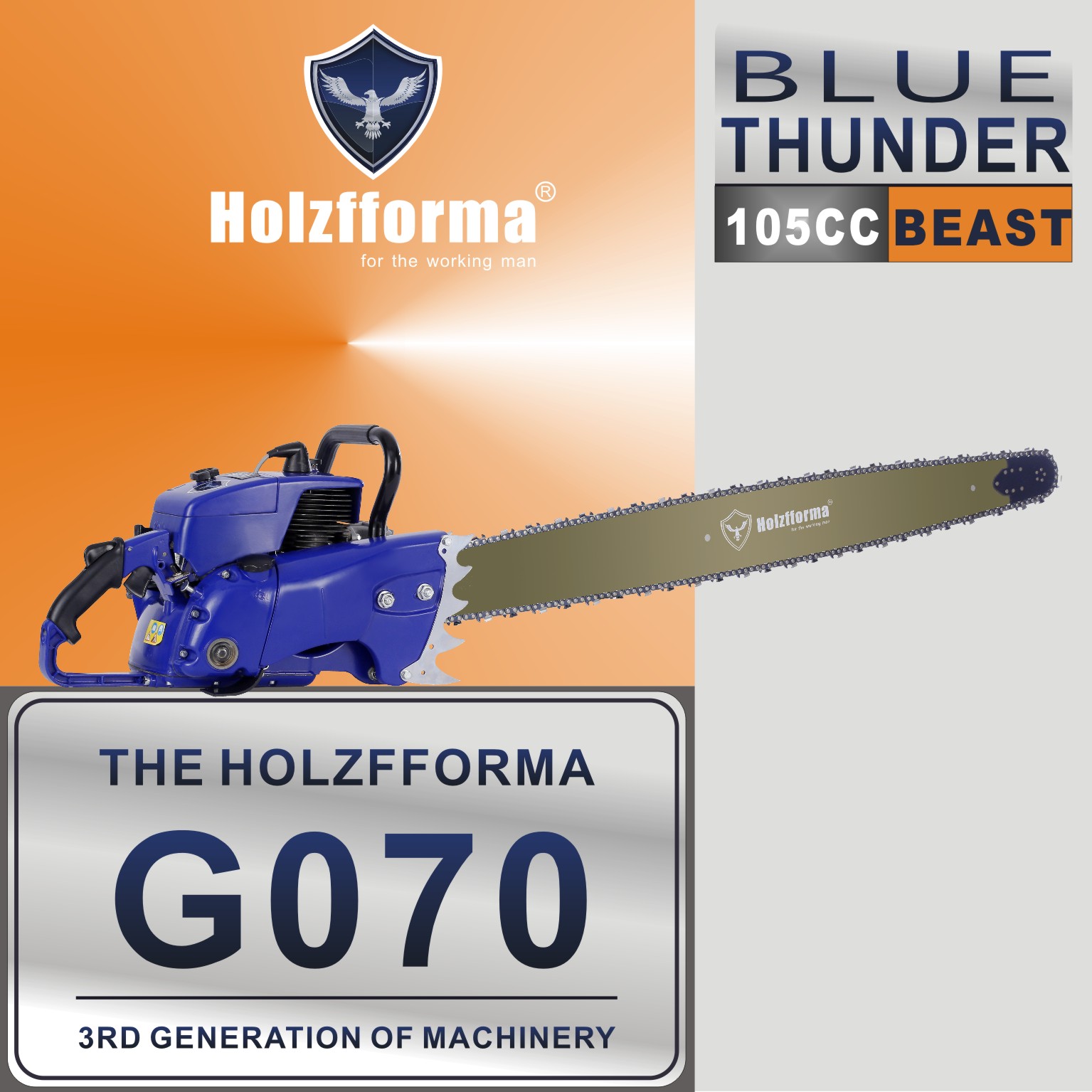 105cc Holzfforma® Blue Thunder G070 Gasoline Chain Saw Power Head Only Without Guide Bar and Saw Chain All Parts Are For 070 090 MAGNUM Chainsaw
