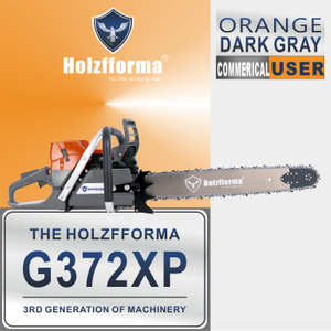 71cc Holzfforma® Orange Dark Gray G372XP Gasoline Chain Saw Power Head 50mm Bore Without Guide Bar and Chain Top Quality By Farmertec All Parts Are For Husqvarna 372XP Chainsaw With Wrap Around Handle Bar