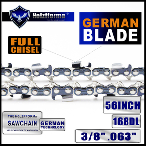 Holzfforma® 56 Inch 3/8” .063“ 168DL Full Chisel Saw Chain For Holzfforma bar 56inch HF38640 HF38650 and STL & Husqvarna chainsaws