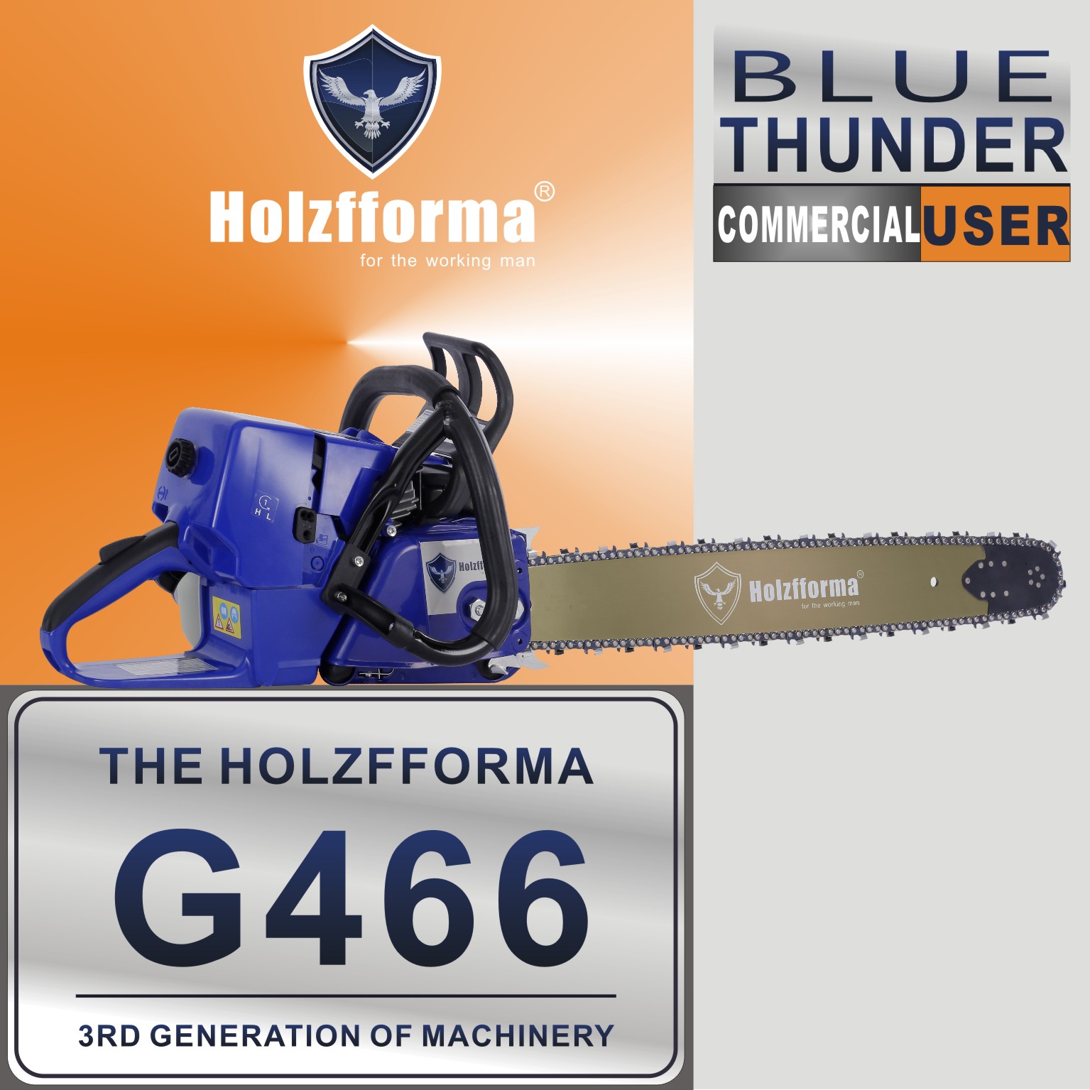 US STOCK - Holzfforma® 76.5CC Blue Thunder G466 MS460 046 Gasoline Chain Saw Power Head Without Guide Bar and Chain 2-4 Days Delivery Time Fast Shipping For US Customers Only