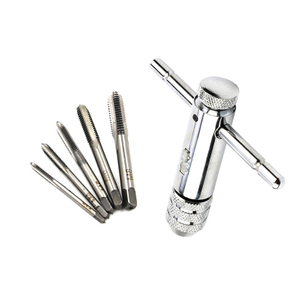 M3-M8 T Handle Ratchet Tap Wrench with 5pcs Machine Screw Thread Metric Plug Tap