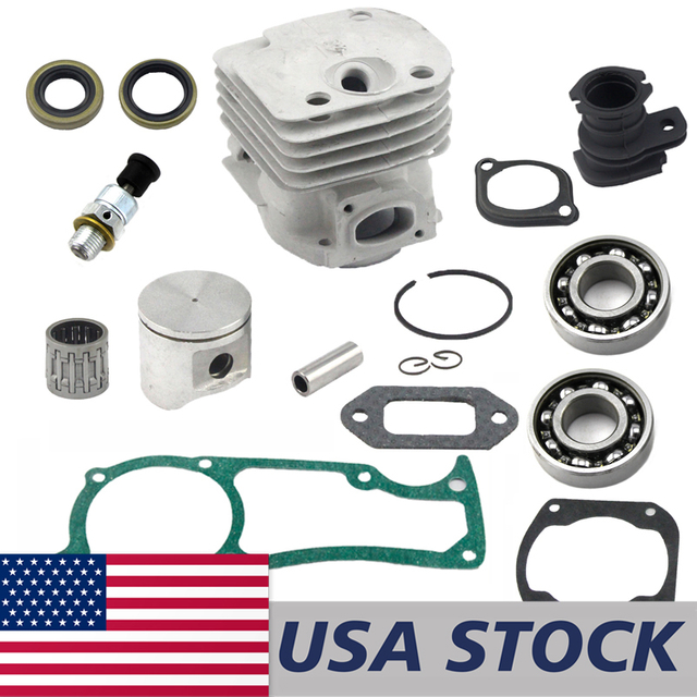 US STOCK - 48mm Square Inlet Cylinder Piston Kit Crankcase Muffler Gasket Grooved Ball Bearing Oil Seal Intake Manifold Cover Combo For Husqvarna 362 365 372 372XP Chainsaw 2-4 Days Delivery Time Fast Shipping For US Customers Only