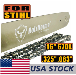 US STOCK - Holzfforma® 16 inch Guide Bar & Saw Chain Combo .325 .063 67DL For Stihl 024 026 028 029 030 031 032 034 036 039 040 041 042 044 045 046 048 056 064 066 MS290 MS291 MS310 MS311 MS341 MS360 MS361 MS362 MS390 MS391 MS440 MS441 MS460 Chainsaw 2-4 Days Delivery Time Fast Shipping For US Customers Only