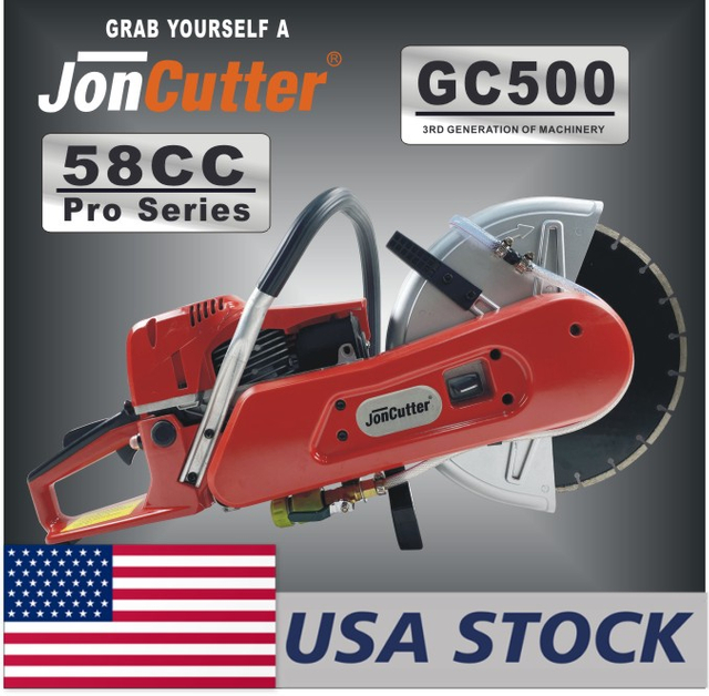 US STOCK - 58cc JonCutter GC500 Gasoline Concrete Cut-Off Saw Cement Concrete Cutter Blade Not Included 2-4 Days Delivery Time Fast Shipping For US Customers Only