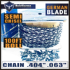 Holzfforma® 100FT Roll .404” .063\'\' Semi Chisel Saw Chain With 40 Sets Matched Connecting links and 25 Boxes