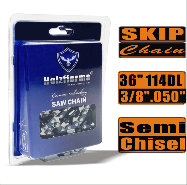 Holzfforma® Skip Chain Semi Chisel 3/8'' .050'' 36inch 114DL Chainsaw Saw Chain Top Quality German Blades and Links