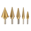 6Pcs HSS Titanium Coated Step Drill Bit With Center Punch Drill Set Hole Cutter Drilling Tool & Aluminum Case