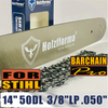 Holzfforma® 14 Guide Bar &Saw Chain Combo 3/8LP .050 50DL For Stihl MS170 MS180 MS181 MS190 MS191T MS192T MS200 MS200T MS210 MS211 MS230 MS250 017 018 020 021 023 025 Chainsaw