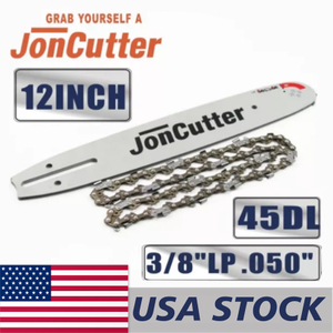 US STOCK - 12 inch 3/8 LP .050 45DL Saw chain and Guide Bar Combo For JonCutter Prowler Puppy G2500 Chainsaw 2-4 Days Delivery Time Fast Shipping For US Customers Only