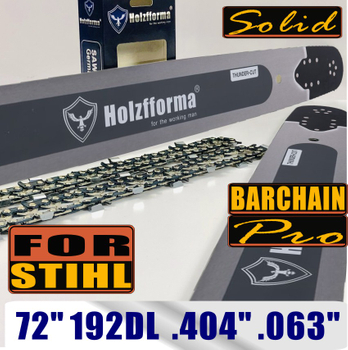 Holzfforma 72Inch .404" .063"(1.6mm) 192 Drive Links Solid Guide Bar & Full Chisel Saw Chain Combo For ST 088 MS880 070 090 084 076 075 051 050 Chainsaw