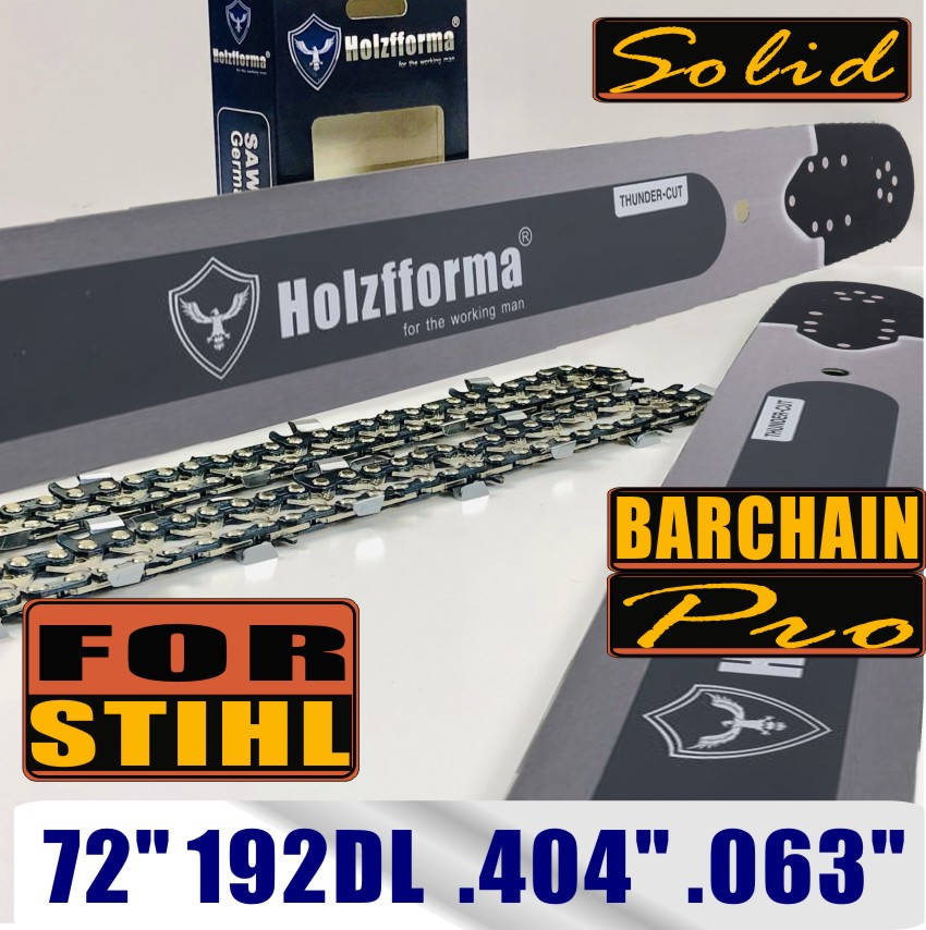 Holzfforma 72Inch .404" .063"(1.6mm) 192 Drive Links Solid Guide Bar & Full Chisel Saw Chain Combo For ST 088 MS880 070 090 084 076 075 051 050 Chainsaw