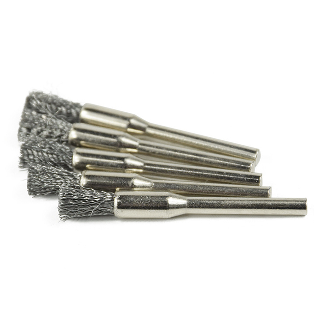 10pcs 3mm Shank Wire Brush Stainless Steel Head Removal Dust Burr Derusting Brush