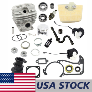 US STOCK - 48mm Cylinder Piston Kit Crankcase Muffler Gasket Grooved Ball Bearing Oil Seal Air Filter Fuel Oil Cap Line Spark Plug Intake Manifold Combo For Stihl MS360 036 MS340 034 Chainsaw 2-4 Days Delivery Time Fast Shipping For US Customers Only