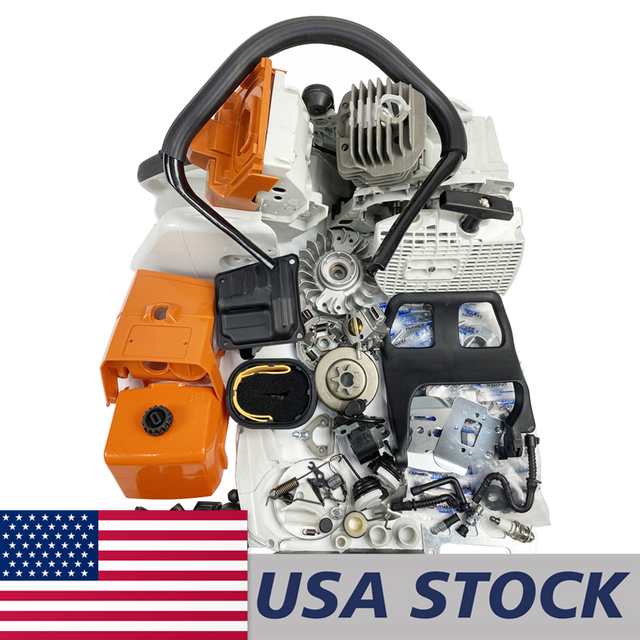 US STOCK - Complete Aftermarket Repair Parts For Holzfforma G444 STIHL MS440 044 Chainsaw Engine Crankcase Gas Fuel Tank Ignition Coil Crankshaft Carburetor Cylinder Piston Recoil Starter Muffler 2-4 Days Delivery Time Fast Shipping For US Customers Only