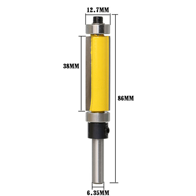 1/4'' Shank Flush Trim Router Bit (1/4''*1/2''*38mm) Woodworking Tool Top With Bottom Bearing