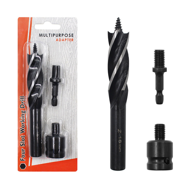 3pcs 16mm/18mm/20mm/22mm/25mm 4 Flute Wood Fast Cutting Auger Drill Bit Set For Wood Cutter Carpenter Joiner Woodworking Tools