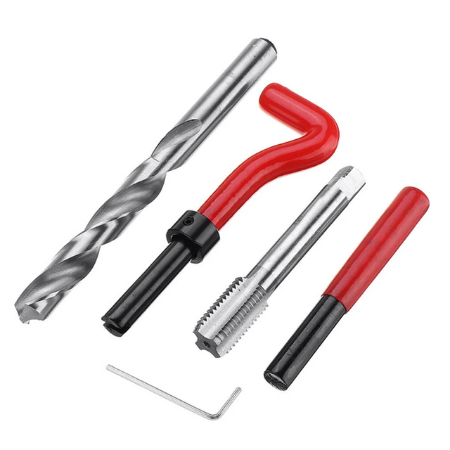 15pcs M12x1.75 Helicoil Restoring Thread Repair Tools Wire Insert Kit Compatible Hand Repairing Tool