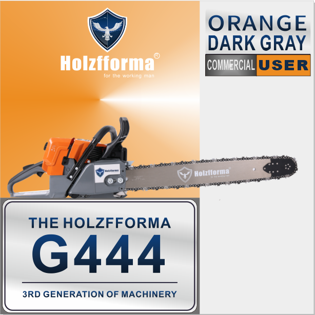 71cc Holzfforma® Orange Dark Gray G444 Gasoline Chain Saw Power Head Without Guide Bar and Chain Top Quality By Farmertec All parts are For MS440 044 Chainsaw