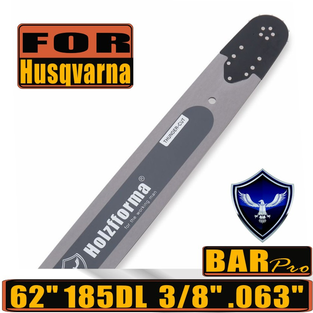 Holzfforma 62Inch 3/8" .063"(1.6mm) 185 Drive Links Solid Guide Bar For Husqvarna 365 372 385 390 394 395 480 562 570 575 Chainsaw