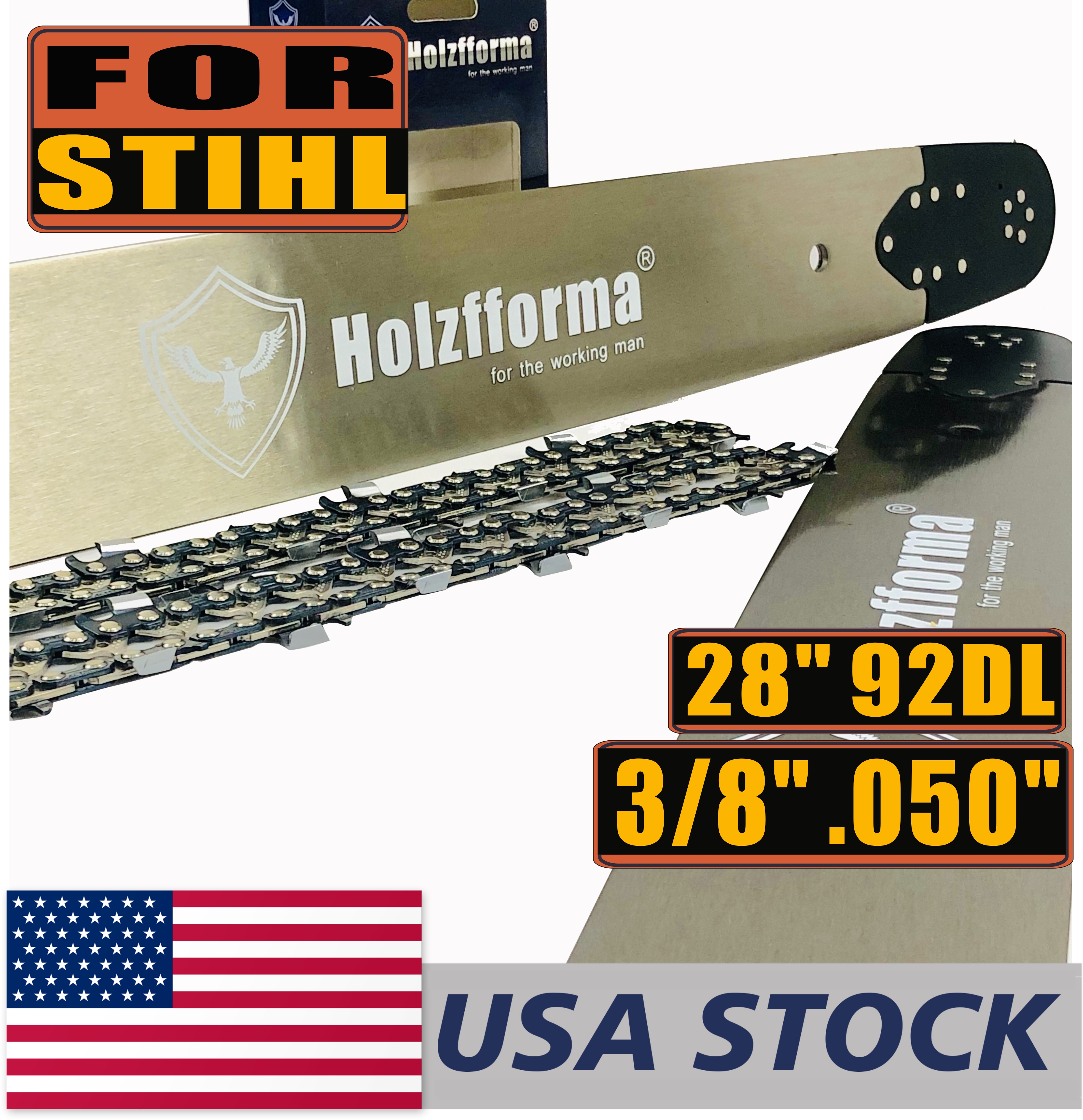 US STOCK - Holzfforma® 28inch 3/8 .050 92DL Bar & Full Chisel Saw Chain Combo For Stihl Chainsaw MS360 MS361 MS362 MS380 MS390 MS440 MS441 MS460 MS461 MS660 MS661 MS650 2-4 Days Delivery Time Fast Shipping For US Customers Only